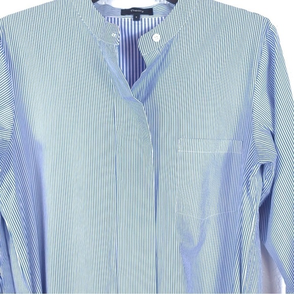 Theory Jodalee Taff Striped Poplin Shirt Dress Blue White Size 2 - Picture 4 of 12
